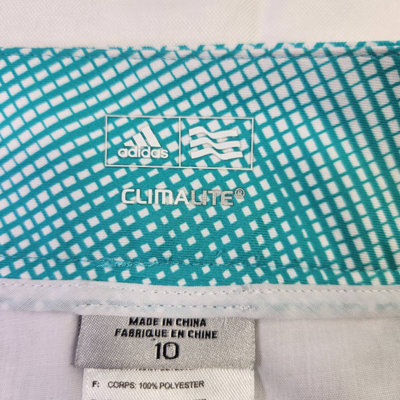 Adidas Climalite Woman's Golf Bermuda Shorts Plaid Stretch Pleated Blue Size 10 - Picture 2 of 8